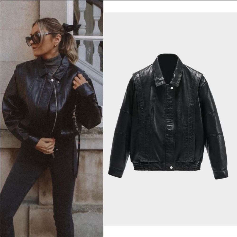 ZARA VINTAGE 80’s LEATHER JACKET BLOGGERS